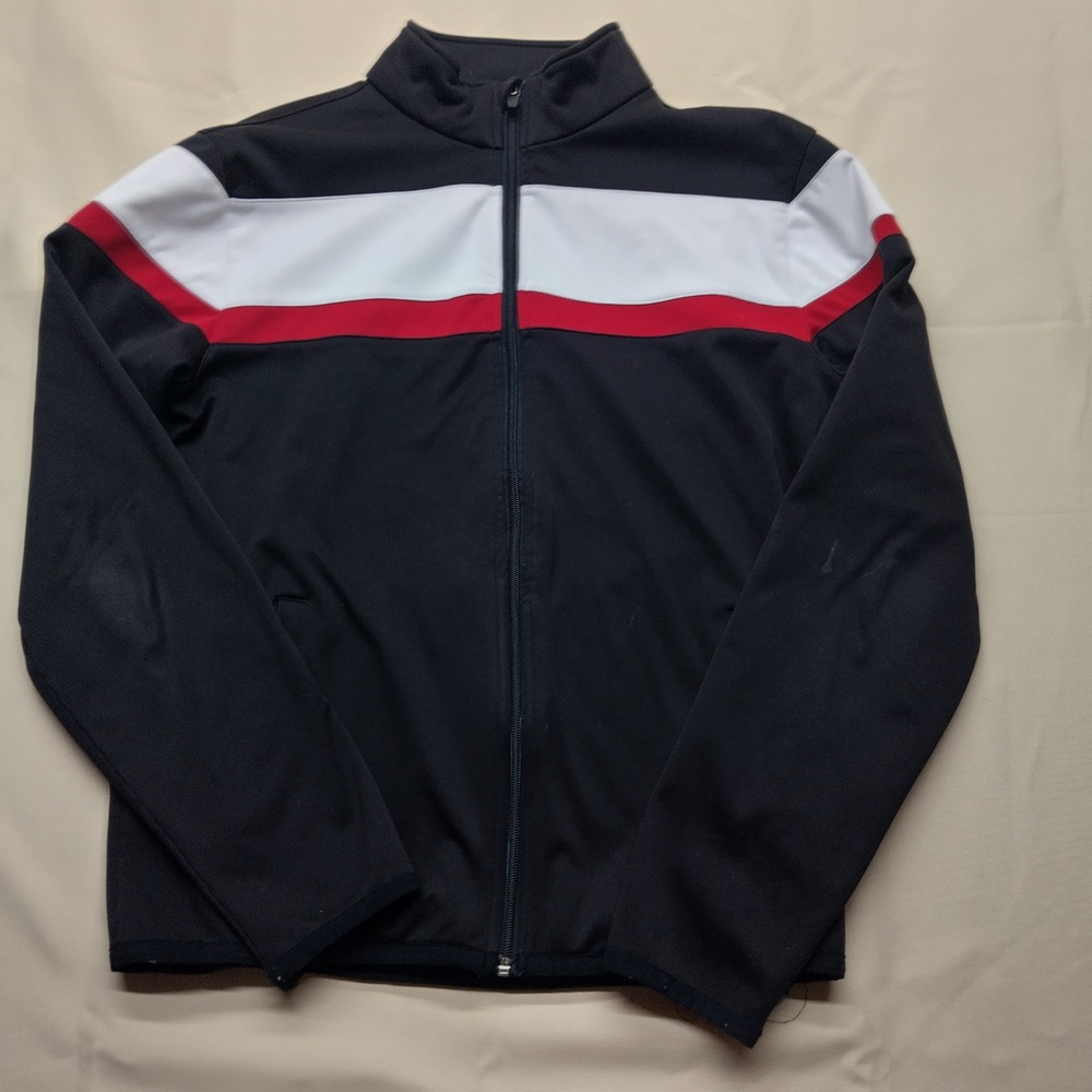 Straight Down Mens Small Track Jacket Black White Red Colorblock Full Zip Golf